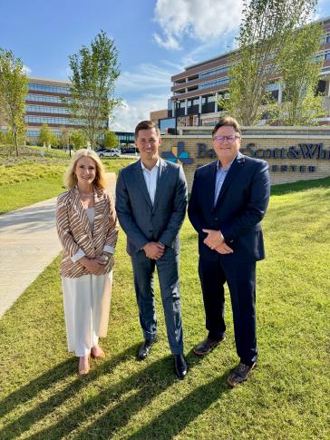 (Left) Christin Timmons, chief nursing officer, Ryan Gebhart, president, and Dr. Eric Beshires, chief medical officer at Baylor Scott & White Medical Center – Frisco at PGA Parkway.
